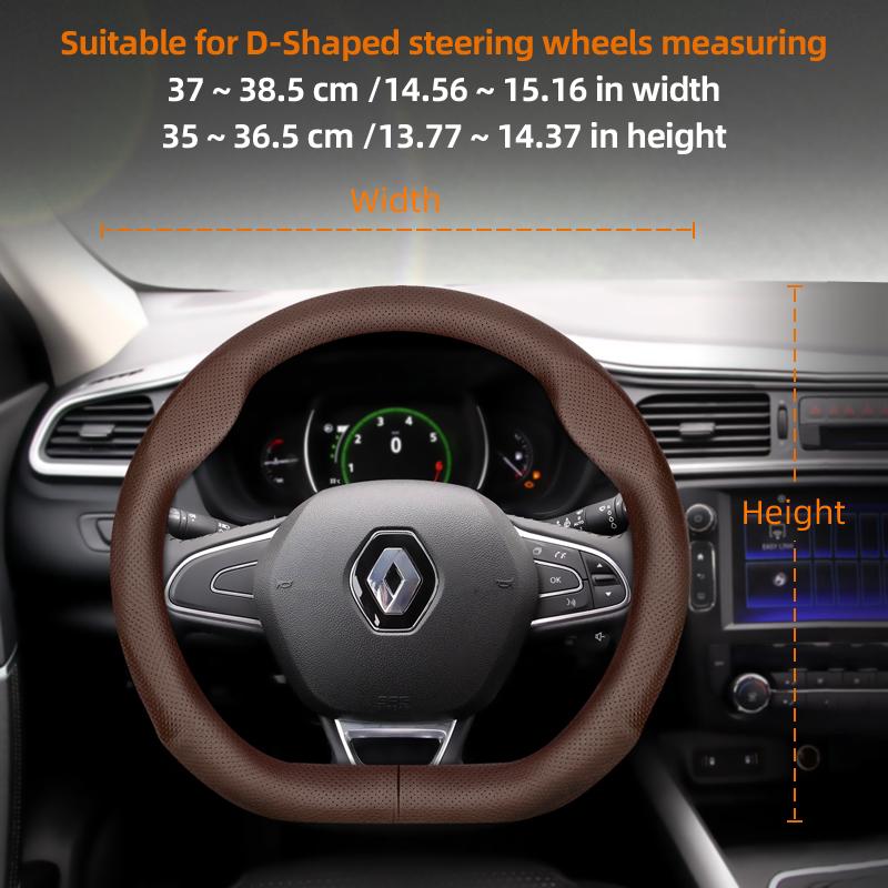 ZKMD1 Suitable for Renault Ultra-Thin Breathable Leather Steering Wheel Cover Suitable for Megane 3 2 4 Clio4 5 Captur Trafic