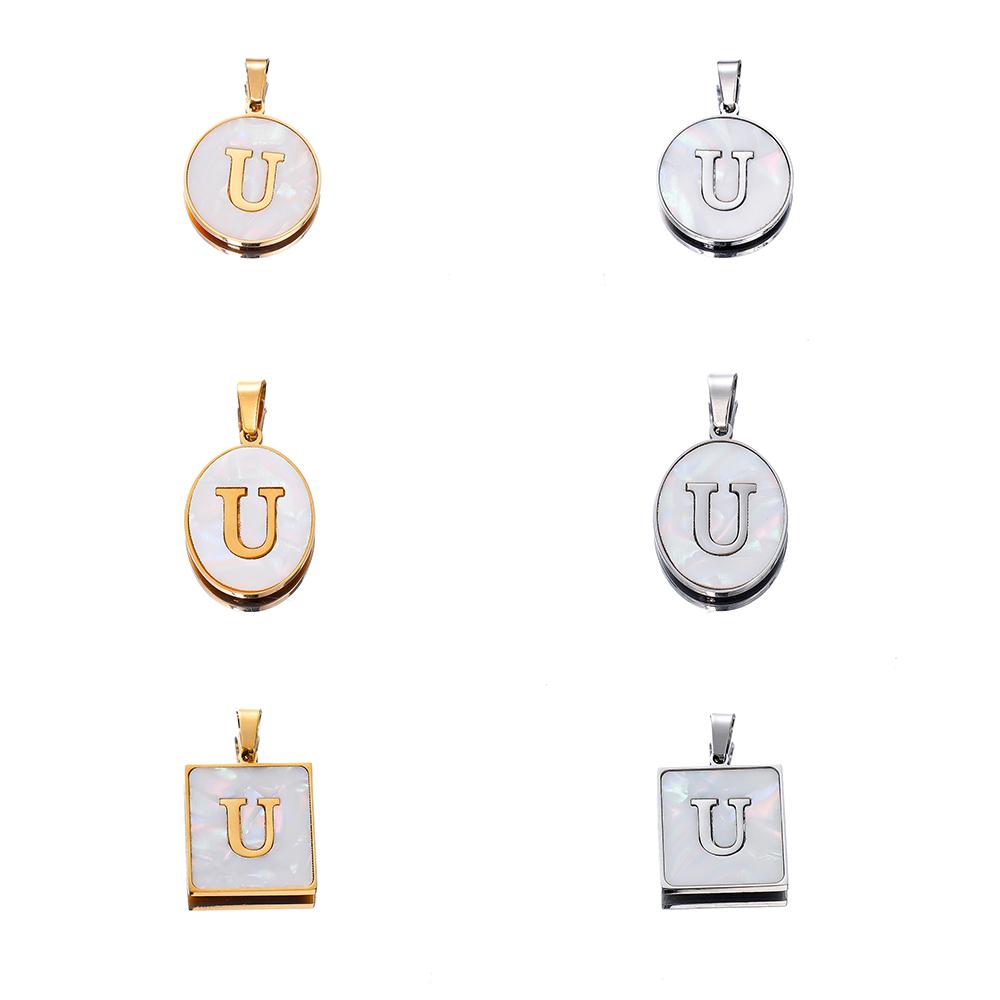 1Pcs Stainless Steel With Pinch Bail Clasps Imitation Pearl Letter Charms Pendant For Necklace DIY Jewelry Making Accessories