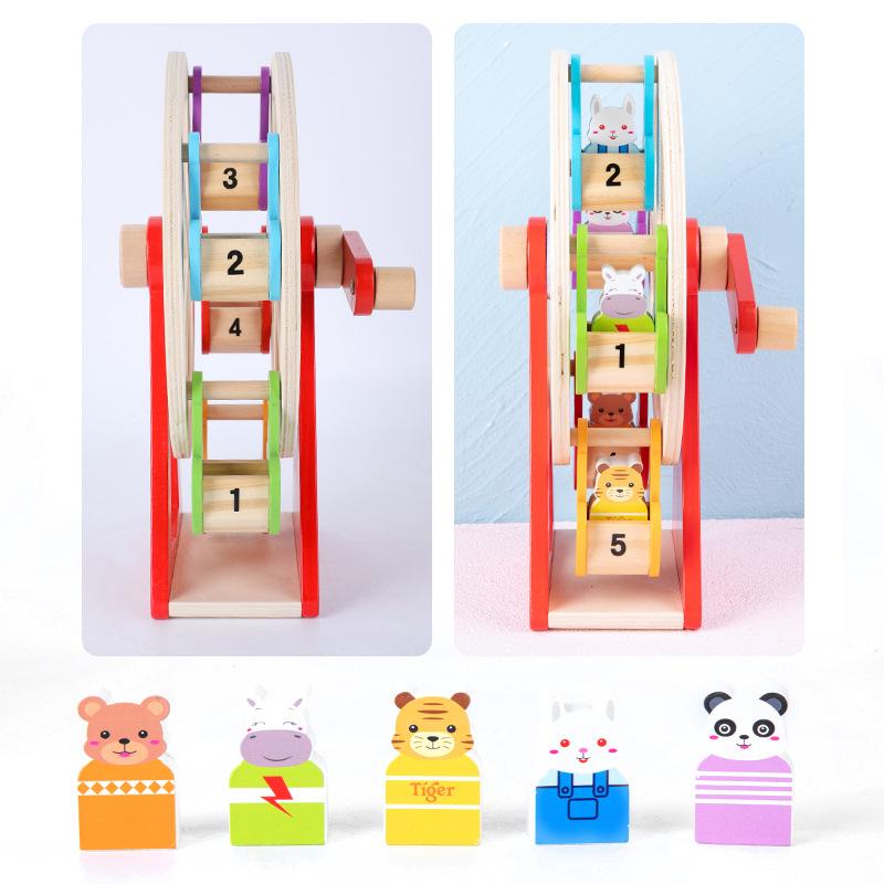 Wooden Animal Ferris Wheel: Hand-Cranked, Educational Toy for Toddler and Parent-Child Play