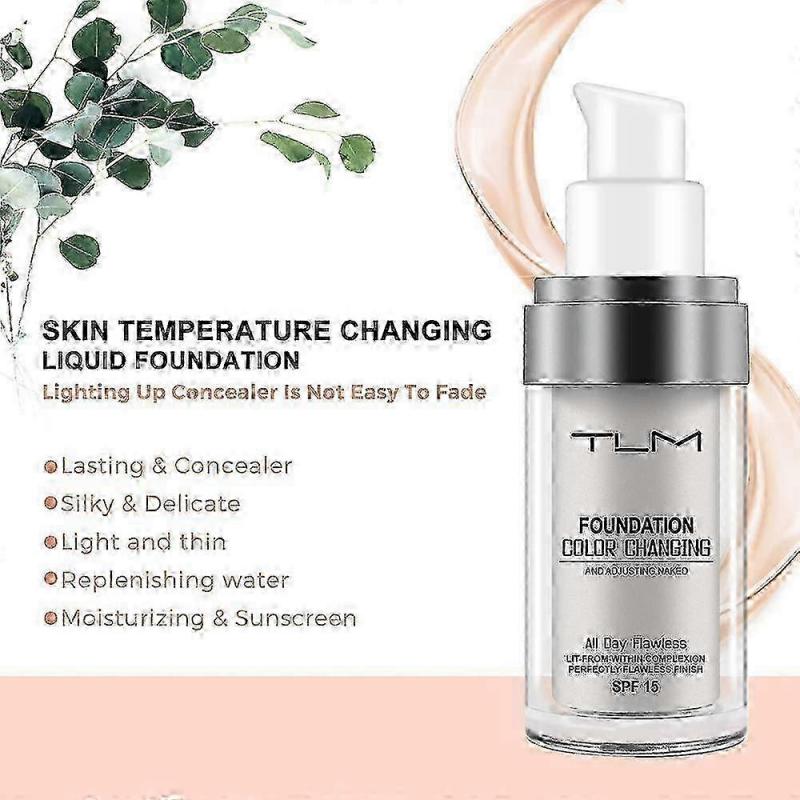 2 st Tlm Färgförändrande Foundation För Åldrande Hud, flytande Makeupbas Naken Ansiktstäckning Concealerkräm