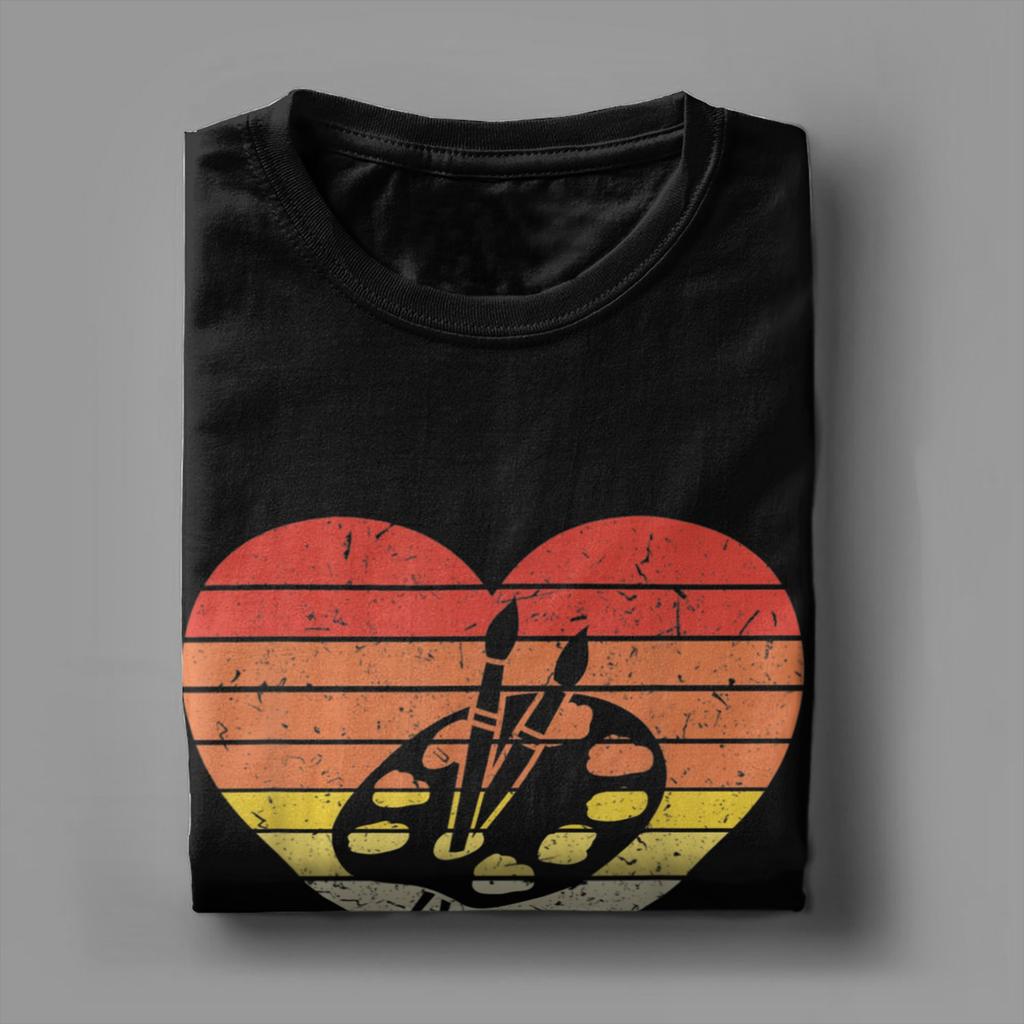 Vintage Make Art Malpalette T-Shirt für Unisex Vintage 100% Baumwolle T-Shirt Rundhals Kurzarm T-Shirts Sommerkleidung