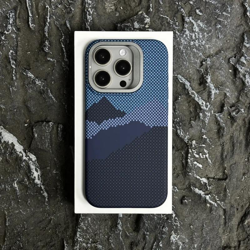 Shanchuan Galaxy Odpowiedni dla Apple 16 Włókno Węglowe Kevlar Magnetycznie Absorbowane IPhone 15 Uchwyt na Obiektyw Odporny na Upadki Etui na Telefon Komórkowy