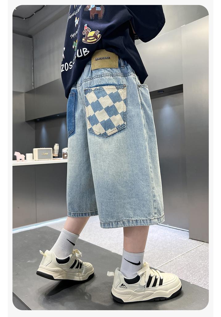 American Style Trendy Denim Shorts for Boys In Summer, Lightweight Five Quarter Pants, 2026 New Mid To Large Size Children's Handsome Pants