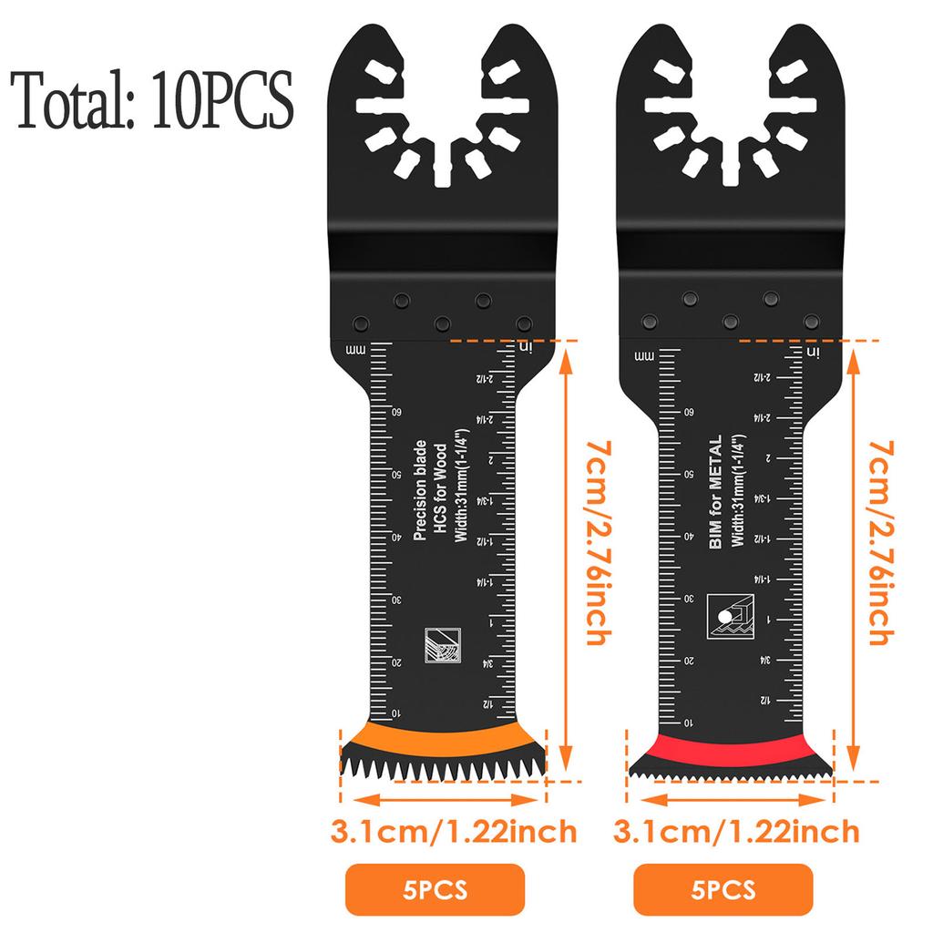 5 to 12Pcs Oscillating Saw Blades Set Japanese Tooth Professional Multitool Blades Arc Edge Cutting for Wood Plastic Cutting