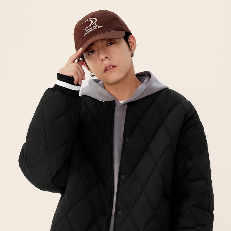 MINISO Men's 2024 Winter Thick Color-block Baseball Collar Padded Jacket