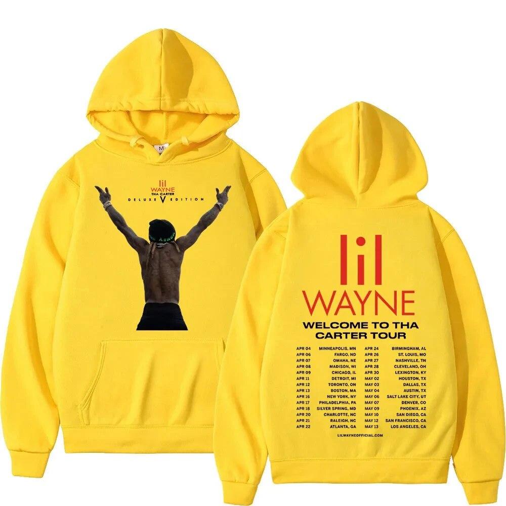 

Рэпер Лил Уэйн Добро пожаловать в Tha Carter Tour Трендовые толстовки Модные винтажные толстовки большого размера с капюшоном с принтом Унисекс Женщины Хип-хоп Унисекс 4XL