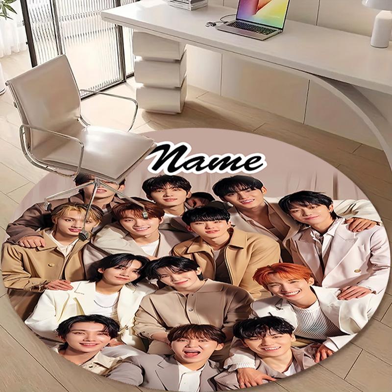 Personalized K-Kpop Team Round Chair Office Rug - Perfect for Mat, Office Chair & More - Ideal Gift for Birthdays and Holidays