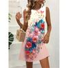 Sleeveless Dress Women O Neck 3d Print Midi Dresses Comfortable Plus Size 8XL Beach Clothing
