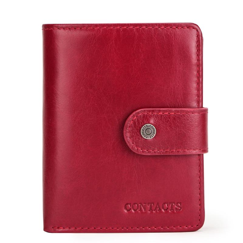 Johnature Portamonete da uomo con pochette multifunzione in pelle Crazy Horse vintage con cerniera solida e Hasp