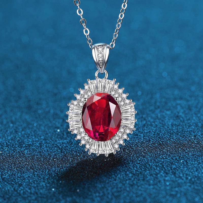 

S925 Emerald, Sapphire & Ruby Pendant Necklace - Elegant Women s Fashion Jewelry 925 Silver
