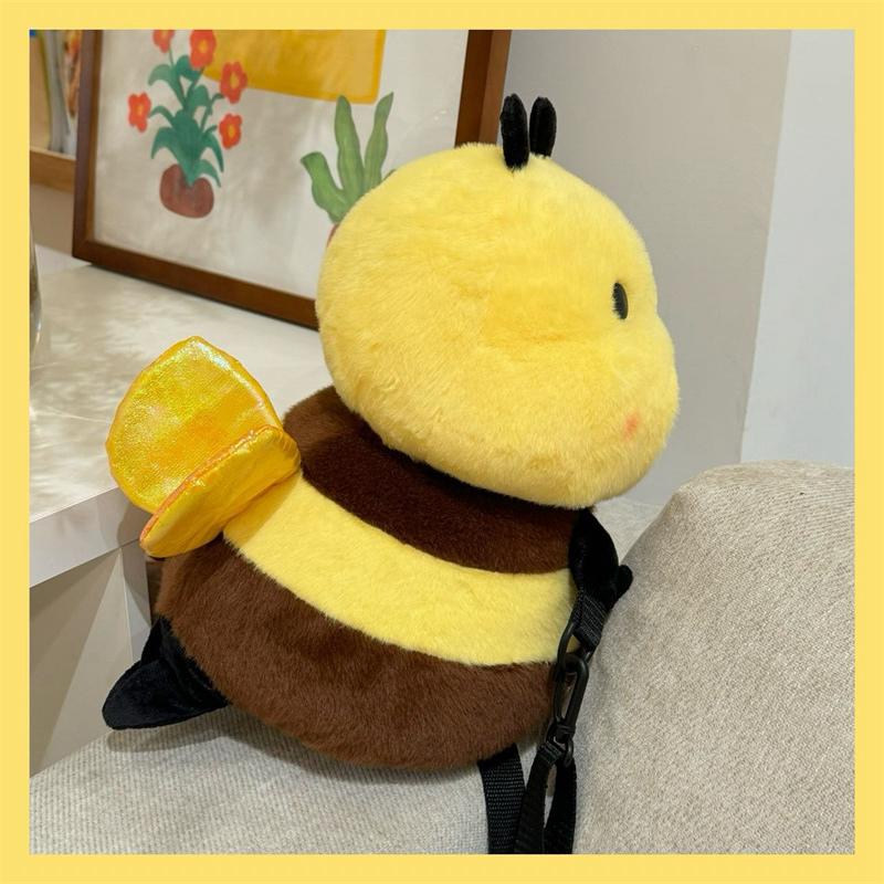 TreasuringU Cartoon Bee Plush Backpacks Cute Animals Soft Texture Shoulder Bag Yellow Stuffed Toy Sets Birthday Surprise Gifts