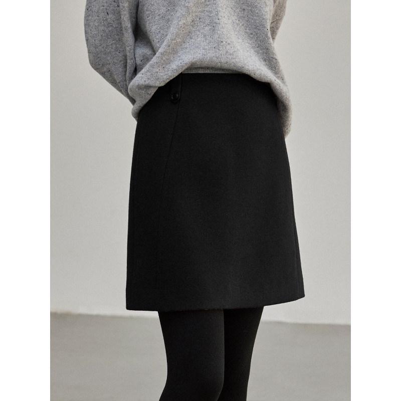 

Sudian Women s High-Waisted Woolen A-line Skirt: 2024 Autumn/Winter Hip-Hugging Slim Slimming Petite Short Skirt Small чёрный