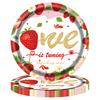 Strawberry Party Tableware Set Disposable Plates Cups Napkins Cutlery Tablecloth Set Strawberry Theme Party Supplies for Birthday Baby Shower Wedding
