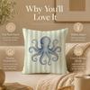 Ocean Life Theme Striped Cushion Cover Double-Sided Printed Pillow Cover Hypoallergenic Dust-Mite Proof