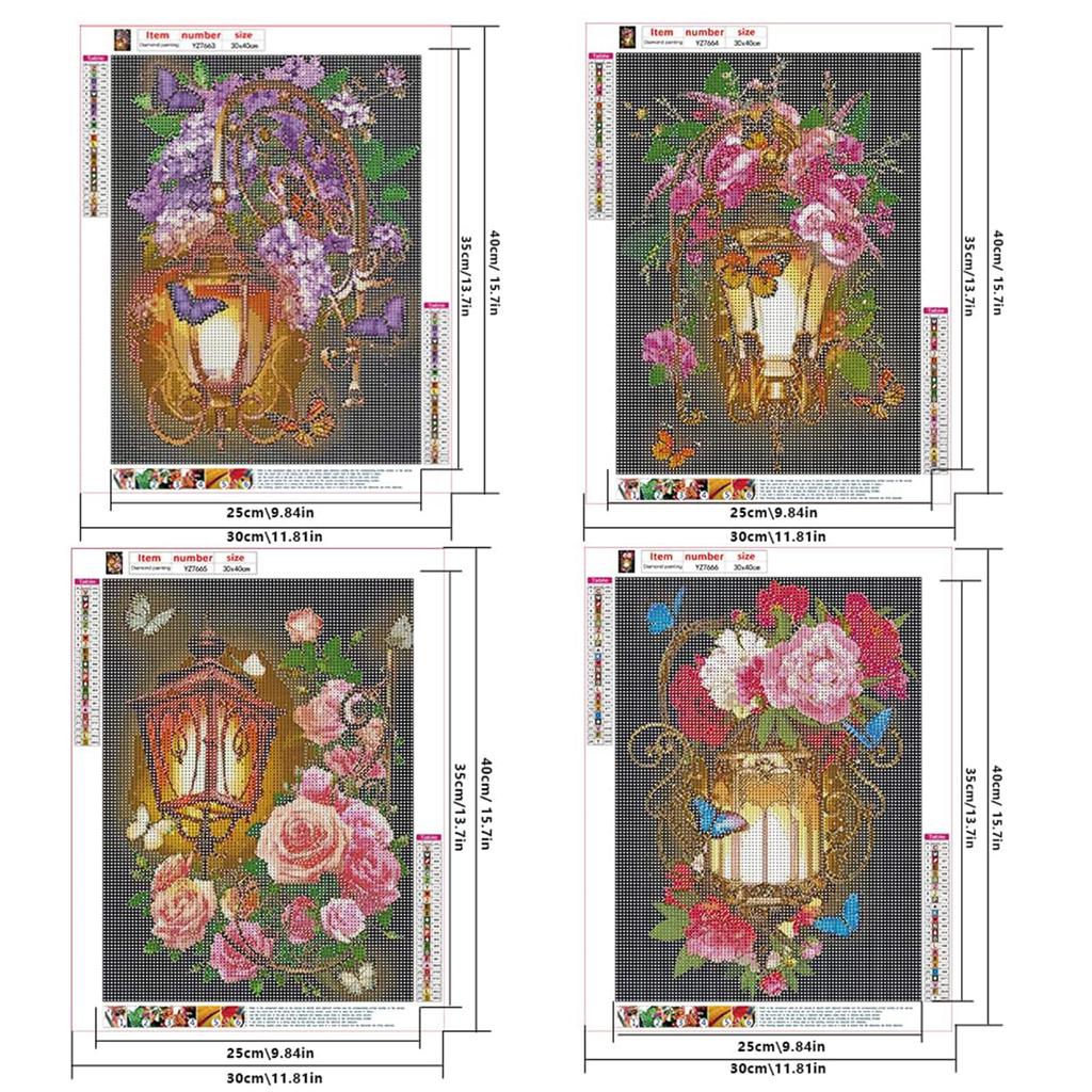 JISHSHAY Set of 4 Diamond Art Kits for Diamond Art Hanging Bead Diamond Art 5D Diamond Popular DIY Rose Painting Diamond Colorful Sparkling Craft Kit