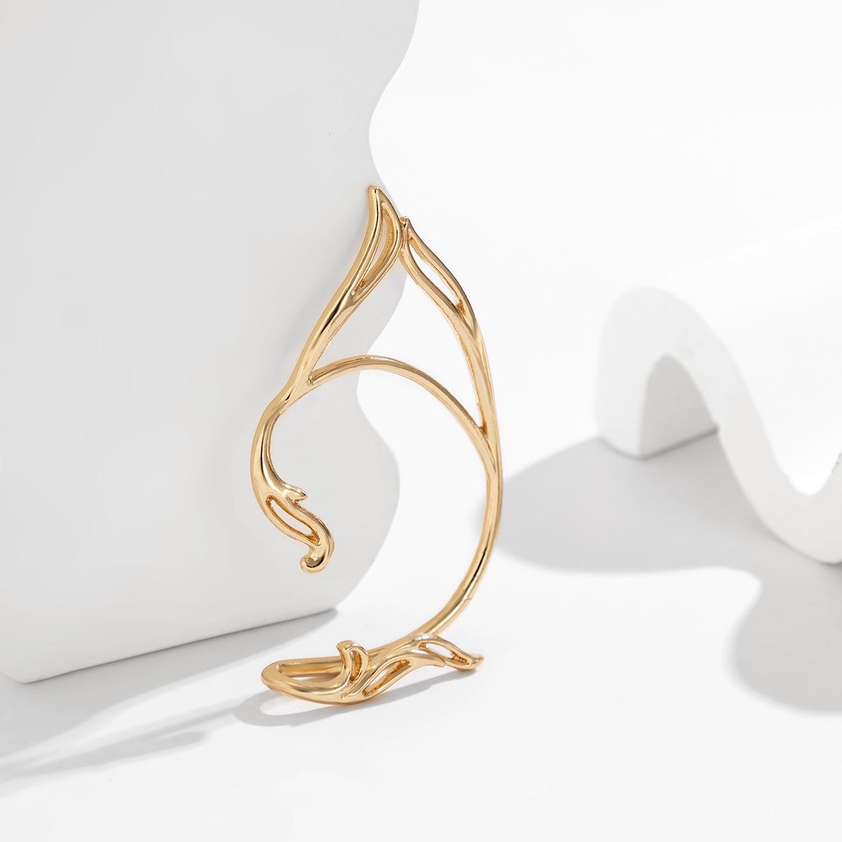 

Модные эльфийские клипсы для ушей со стразами: Пирсинг не требуется Left Ear Gold 2641