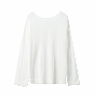 Einfacher lässiger Wind leicht transparent einfarbiger Kragen Tencel Strickpullover Top Damen locker und dünn Unterhemd langärmige Oberbekleidung