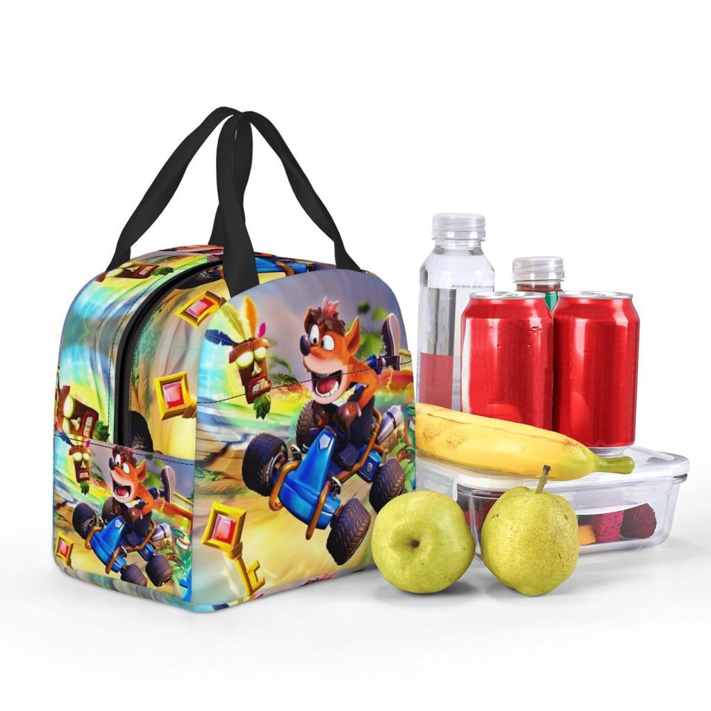 Insulated Lunch Bag Crashs Bandicoots Merch Video Game Storage Food Box Unique Design Cooler Thermal Lunch Box For Travel