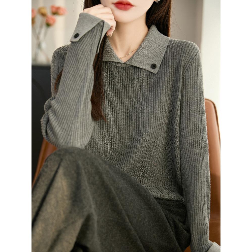Collarless Long-sleeved Business-style Sweater with Soft and Comfortable Texture, Suitable for All Seasons and Versatile for Various Occasions.