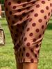 Summer Women's One Shoulder Midi Dress Polka Dot Print Brown Bodycon Sundress