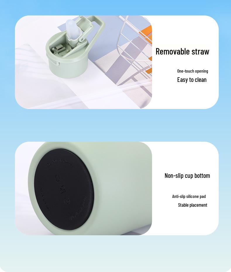 Portabel Bergsklättring Dubbelskikt Isolerad Sportvattenflaska, 304 Rostfritt Stål, med Handtag och Liten Öppning.