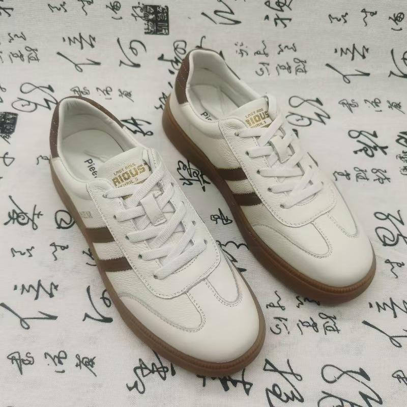 Autumn sports leather shoes men's cowhide round head trend fashion casual men's versatile leather shoes