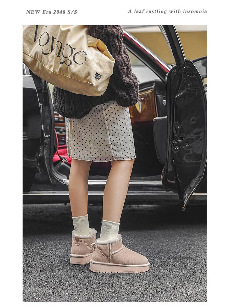 2025 Women's Thick-Soled Sheepskin Snow Boots, Fleece-Lined & Non-Slip