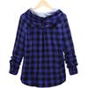 Women Fashion Casual Long Sleeve Plaid Hooded Cardigan Jacket Blouse Coat