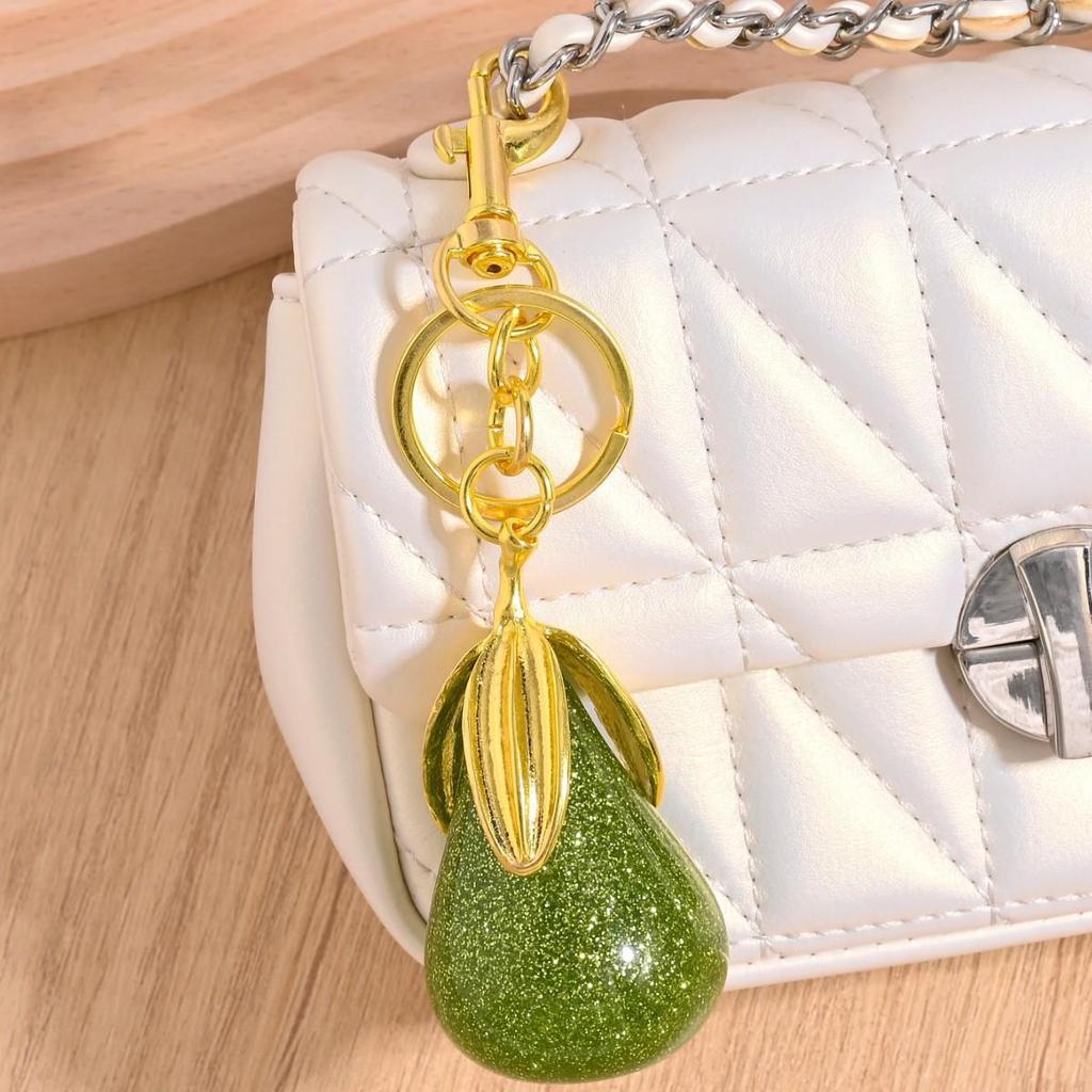 Trendy Large Pear Resin Keychain Pendant for Women
