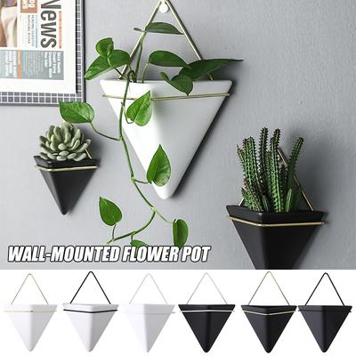 Simple Container Nordic Wall Mounted Flowerpot Succulent Plant Hydroponic Ceramic Flower Pot Iron Vases Hanging Potted Plant