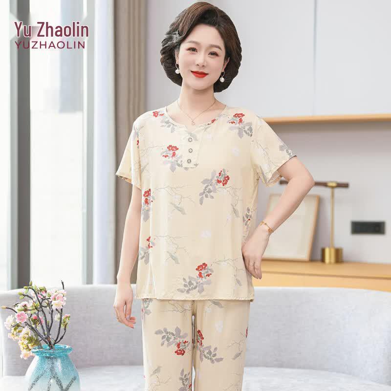 YUZHAOLIN Women s Summer Thin Cotton Homewear Pajama Set 2XL