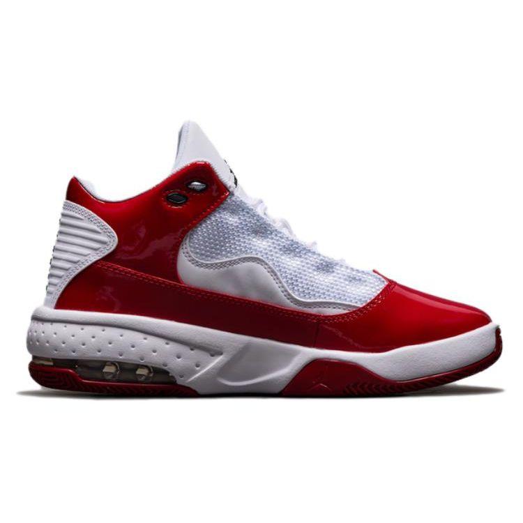 Jordan Max Aura 2 Kožené šněrovací ležérní protiskluzové odolné kotníkové dětské basketbalové boty Dětské tenisky Bílé Červené DC1767-100
