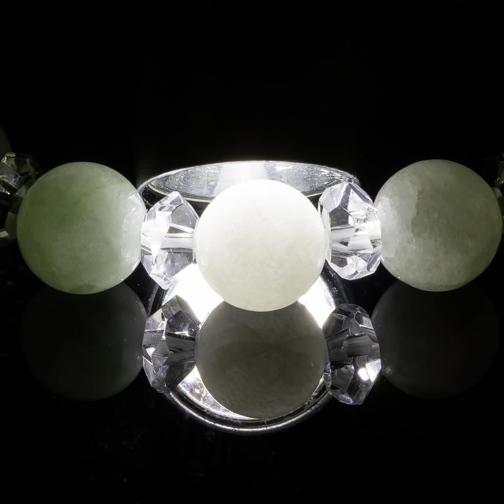 13cm Itoigawa Natural Jadeite White with Japanese National Jomon Power Stone Jadeite Workshop Special Paulownia Wood Quality Guarantee ABR0901 (8mm