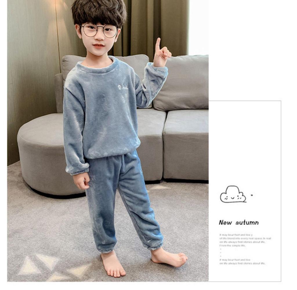 Parent-Child Flannel Pajama Set: Coral Fleece for Baby, Kid, Adult - Autumn/Winter Homewear