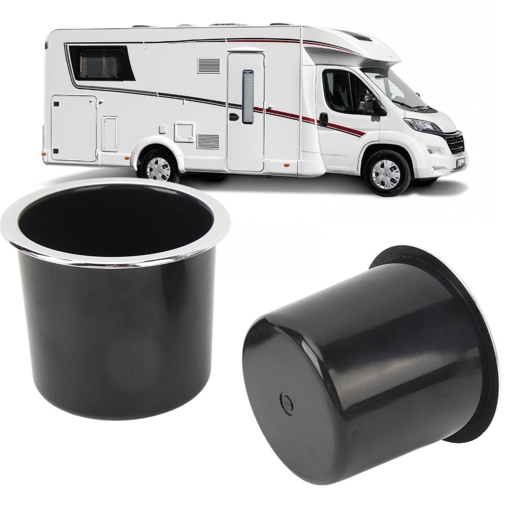 2 Pcs Black Cup Holder with Silver-plated Edges Can Holder Easy Installation RV Cup Holder Yacht