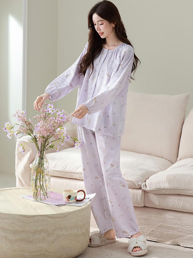Four Seasons A-Class Antibacterial Cotton Maternity Pajamas for Labor, Postpartum, and Nursing