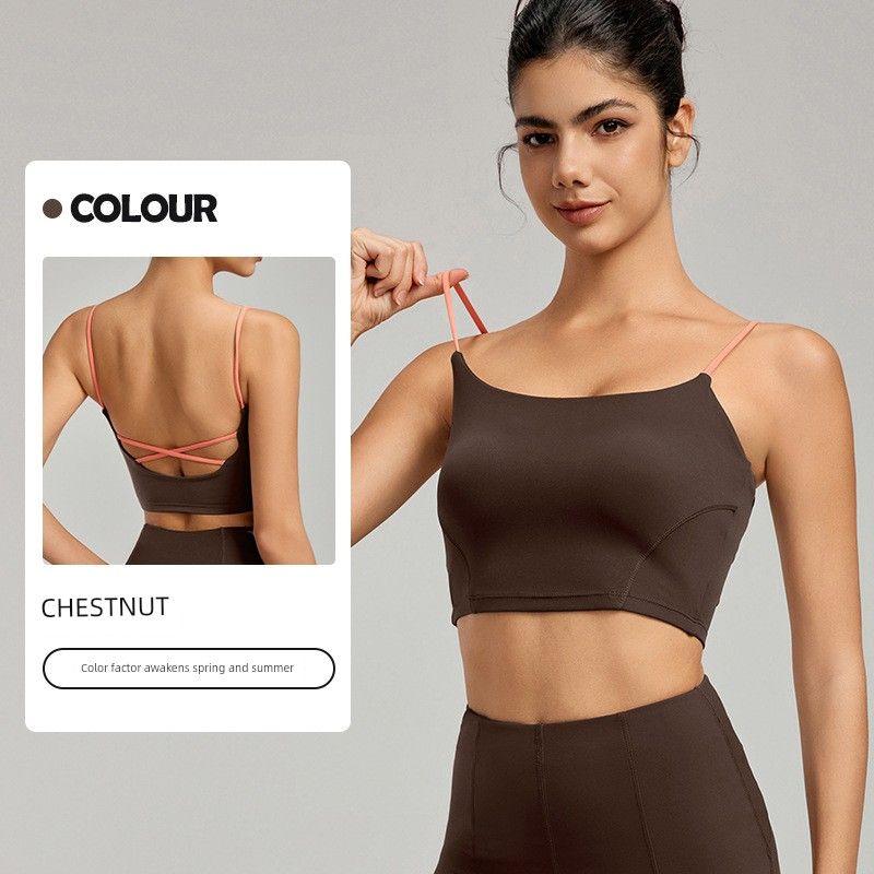 Lu Same Sports Bra for Women 2025 New Arrival Best Selling Semi-Fixed Cup Spaghetti Strap Yoga Beauty Back Sling Workout Clothes