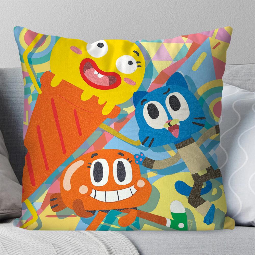 Cartoon The A-Amazing GumbalPillow Case Square Pillow Bedroom Sofa Leisure Comfort Cushion Car Living Room Home Decoration 40X40