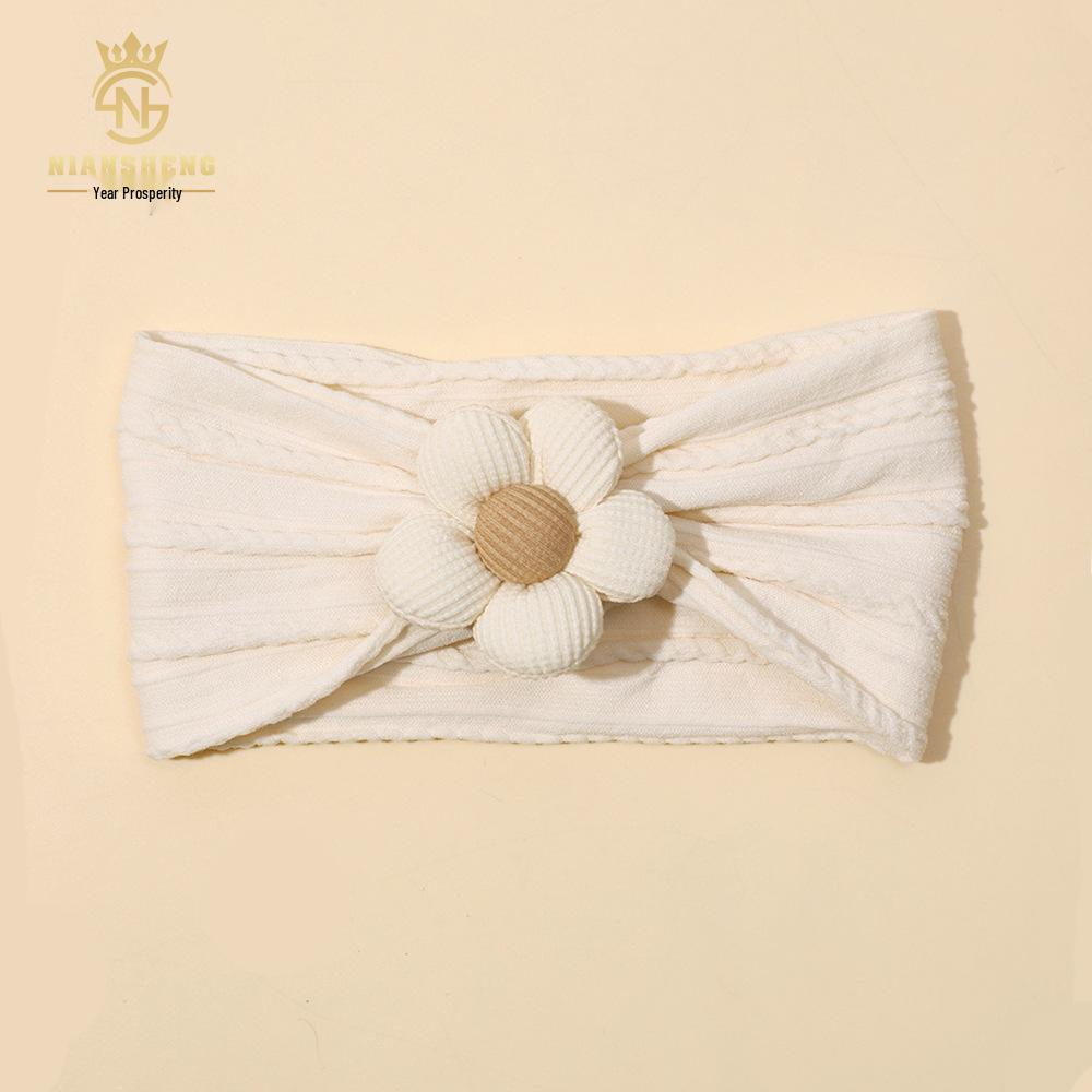 

Европейская и американская повязка на голову для малышей с цветком из пяти лепестков - Мягкий нейлон, широкий ободок, аксессуар для волос для девочек и новорожденных