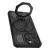 For iPhone 15 Pro Magnetic Case Rotating Metal Kickstand Shockproof PC+TPU Phone Back Cover