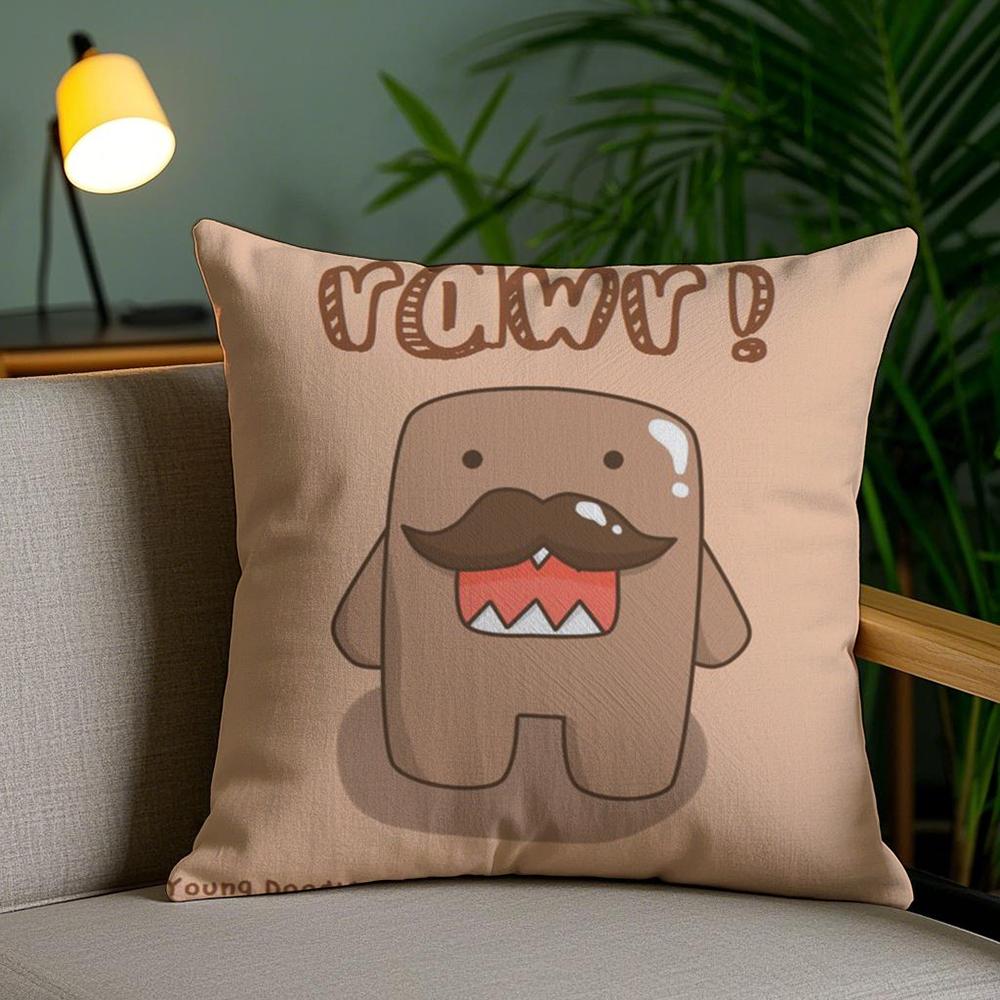 Cartoon Funny Domo-Kun Cushion Cover Soft Short Plush Double-Sided Printing Home Decor Machine Washable Pillow Case Gift