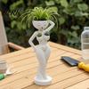 Dekorativní květináč pro vnitřní i venkovní použití, Vtipná ženská postava s drenážními otvory, Elegantní dámský květináč pro vázu, Vstupní hala domu, Sukulenty, Líný chlapík Malý