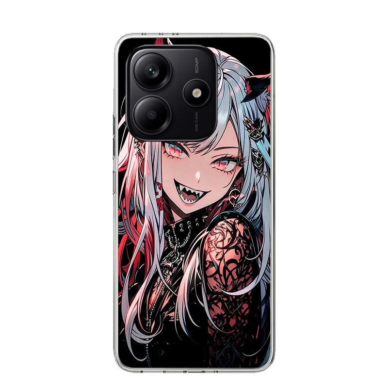 Cartoon Cool Demon Girl Phone Case For Xiaomi Redmi Note 15 14 13 12S 12 Pro Plus 11S 11E 11 11T 10S 10 Art Soft Pattern Cover R