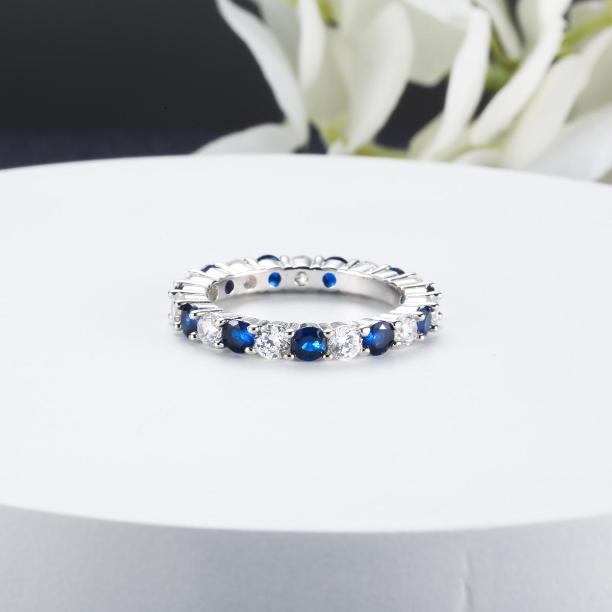 

Кольцо-вечность из стерлингового серебра 925 пробы с бриллиантами высокой чистоты - Женский простой штабелируемый дизайн с полным бриллиантом Size 6