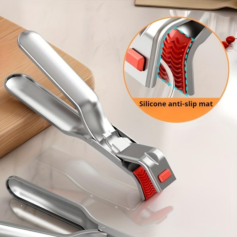 

Термостойкие щипцы из нержавеющей стали, Нескользящий захват для кухонной миски, Зажим для корзины пароварки, Кухонный инструмент, безопасный для духовки и плиты, для тарелок, кастрюль - Легкий красный