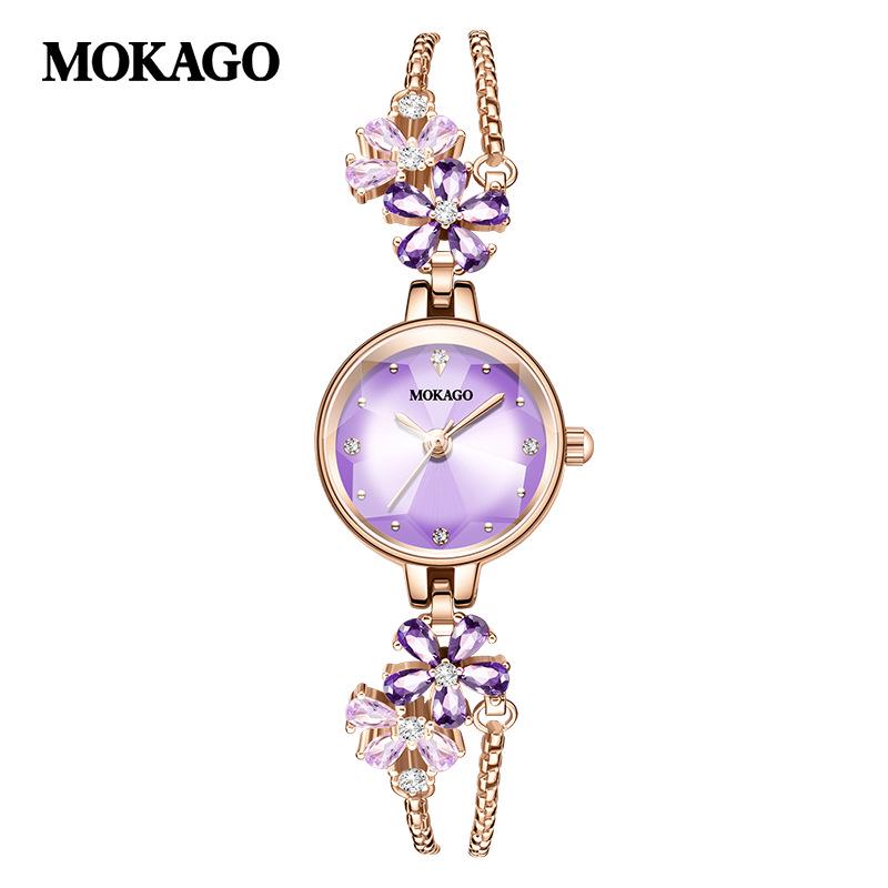 Mokaka Violet Flower Women s Light Luxury Quartz Bracelet Watch