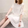 Plus Size Korean Style Chiffon Dress: Mid-Length, Slimming, Belly-Covering, Short Skirt