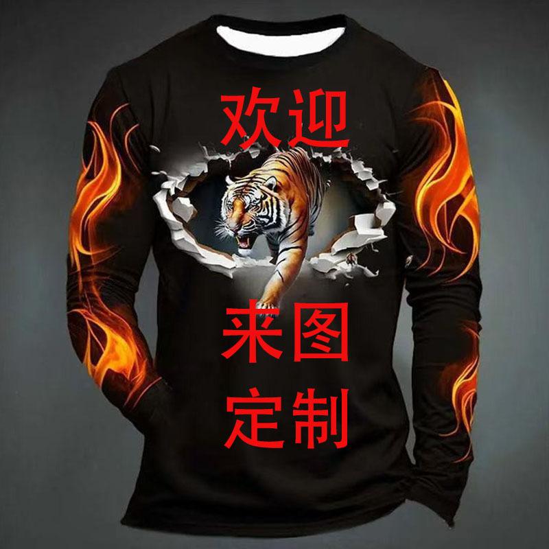 women o neck long sleeve 3d print t shirt