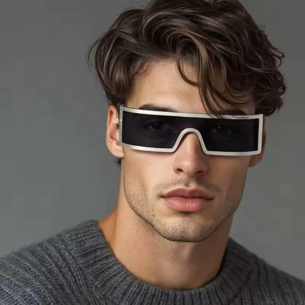 Futuristic Integrated Mirror Design Sunglasses – Trendy European & American Street Style Sun Protection.