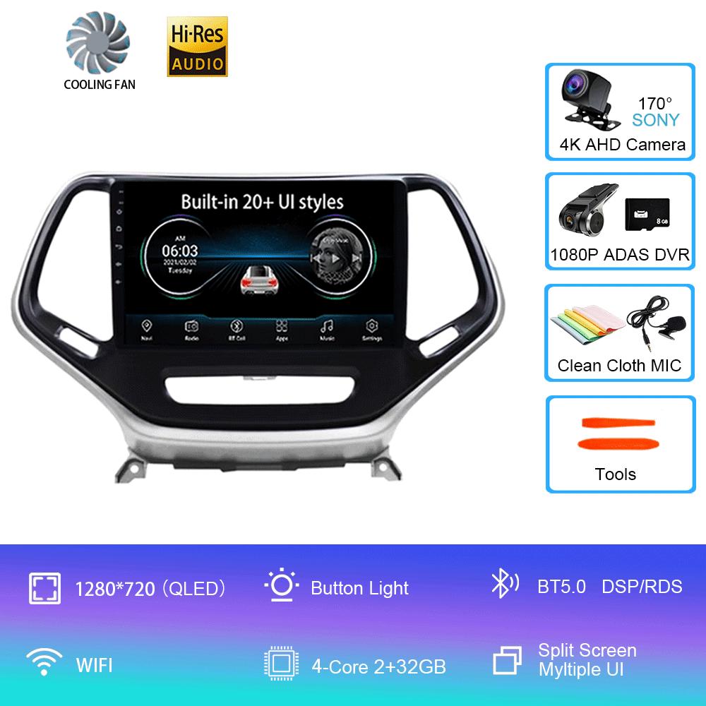 for Jeep Cherokee 5 KL 2014 - 2020 Car Radio Stereo Multimedia Video Player GPS DSP BT No 2din Head Unit CarPlay Android 14
